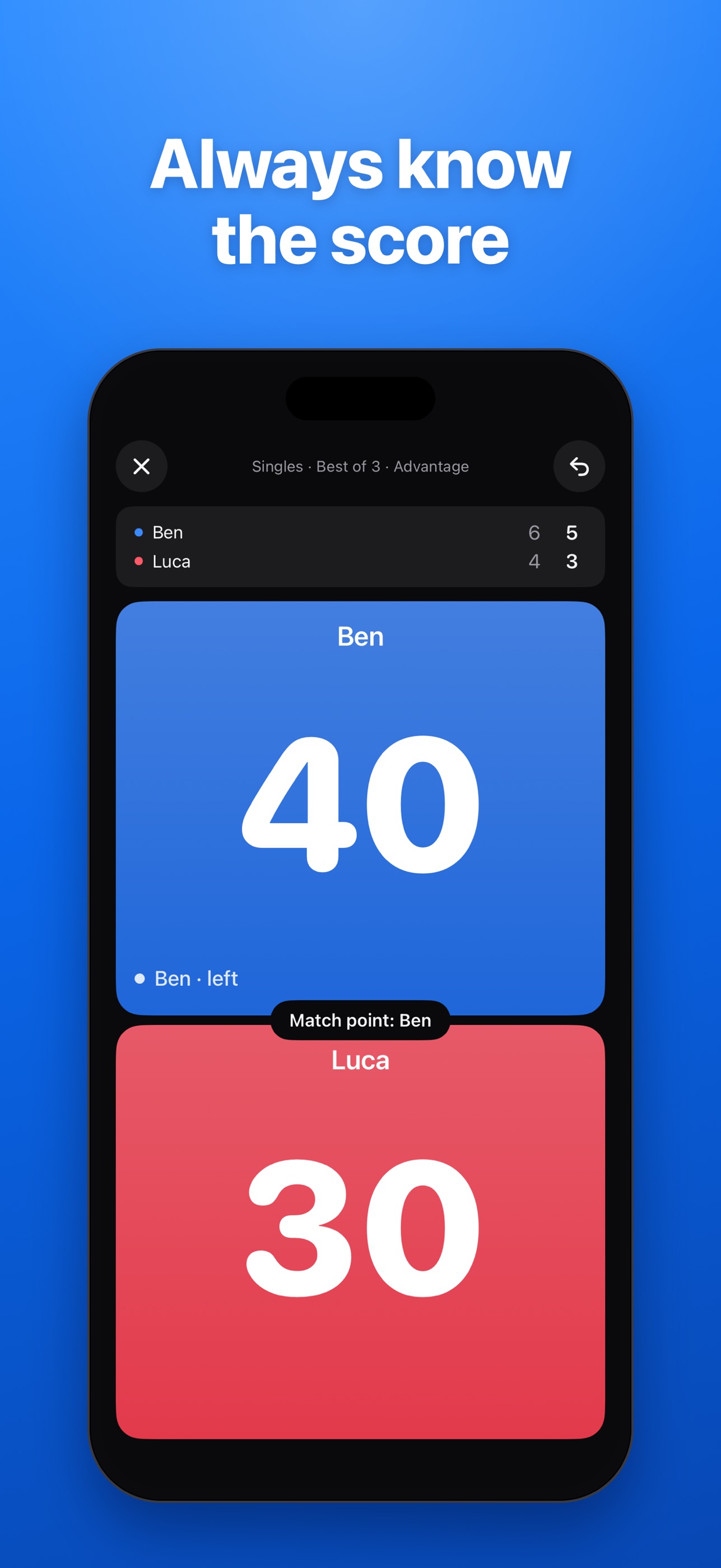 Screenshot 1 of Tennis Score: TennisDot
