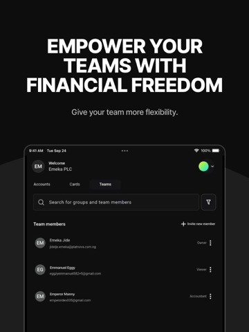 Platnova Business iPad screenshot