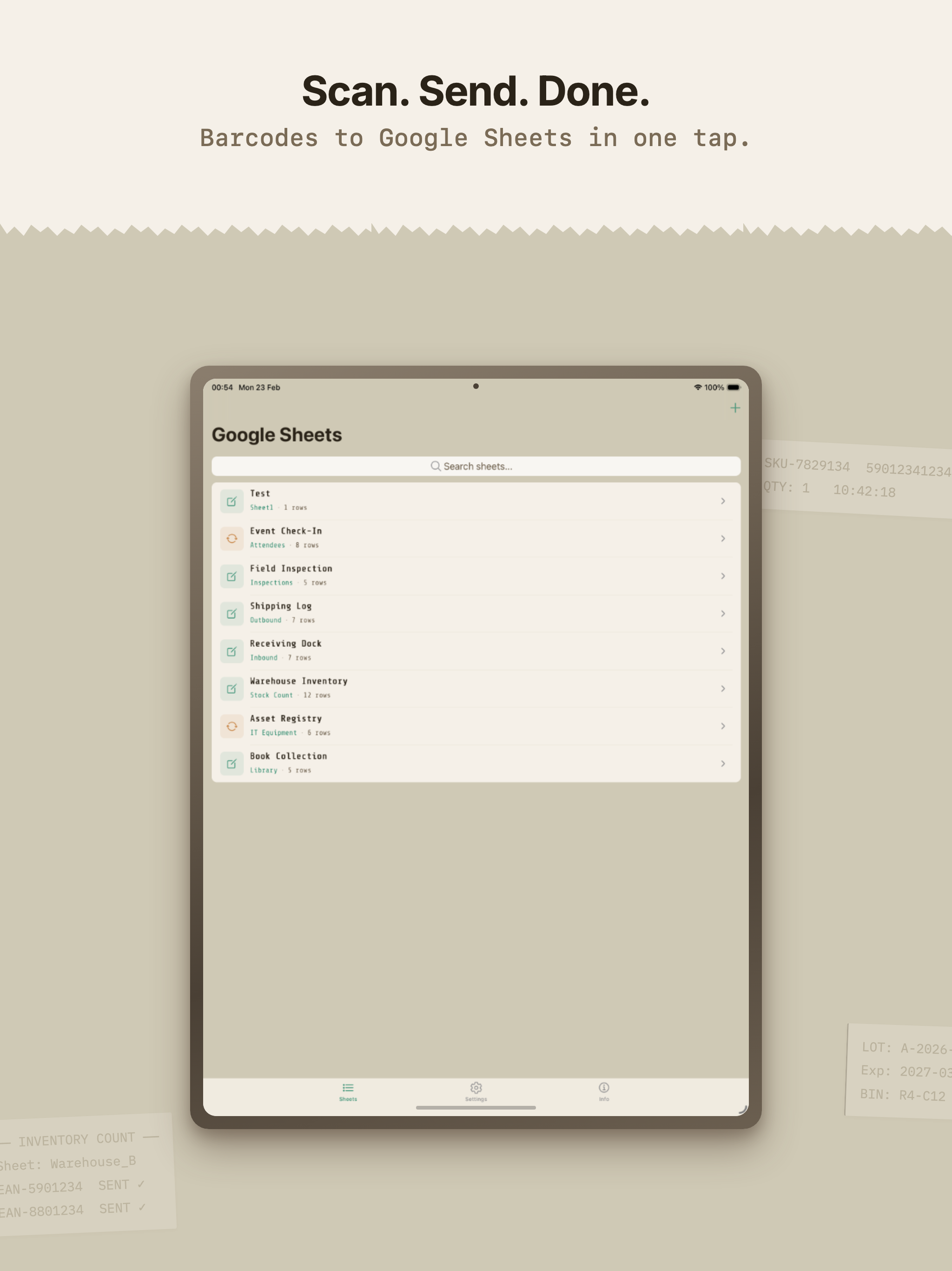 Barcode Sender: Scan to Sheets