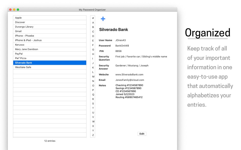 #2. MyPasswordOrganizer (macOS) 由: Mobile Dev