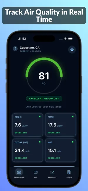 Качество воздуха: PureAir iPhone screenshot 2