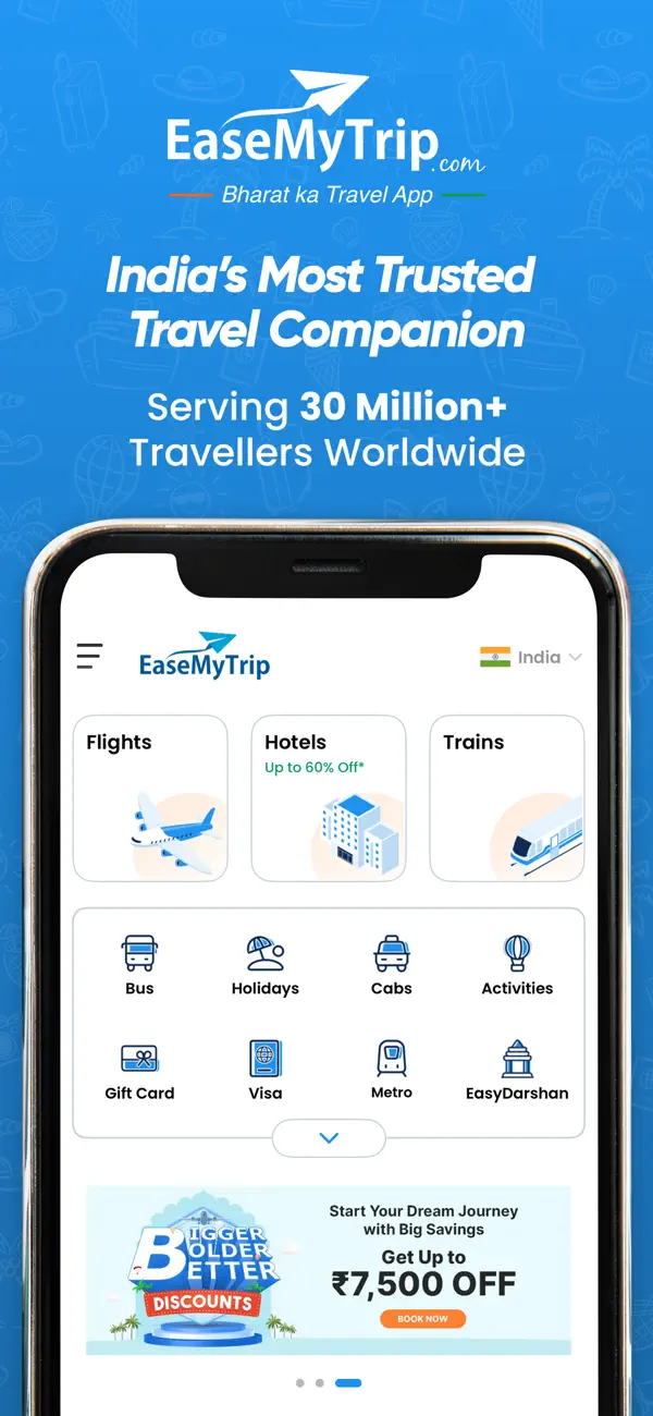 Screenshot #1 pour EaseMyTrip Flight, Hotel, Bus