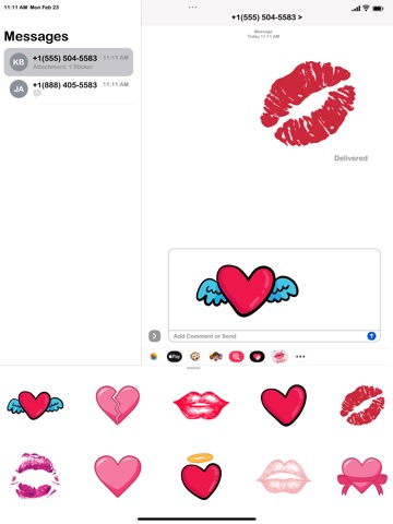 Heart and Kiss Stickers iPad screenshot