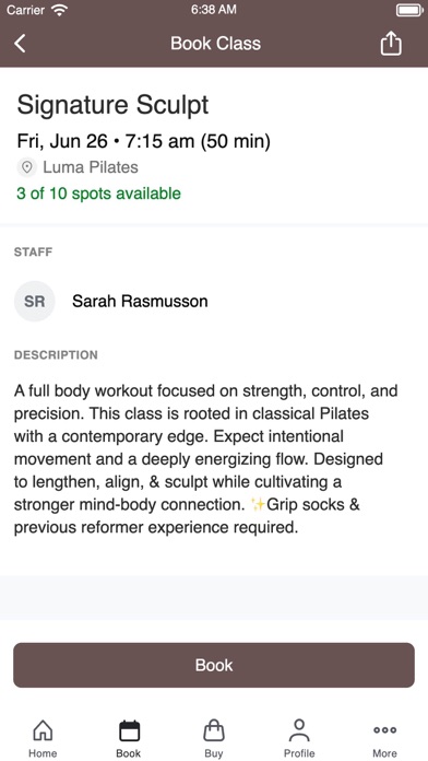 Luma Pilates iPhone screenshot