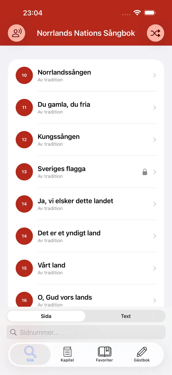 Screenshot #2 pour Norrlands Nations Sångbok