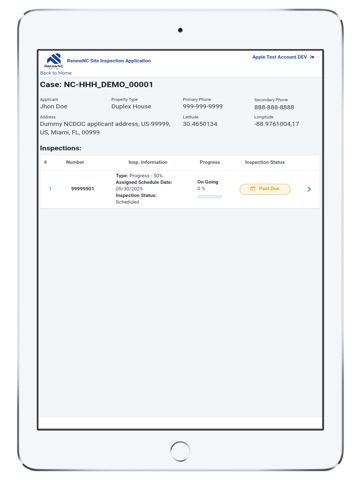 RenewNC Site Inspection iPad screenshot