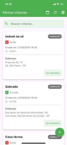 Vistoria Status screenshot