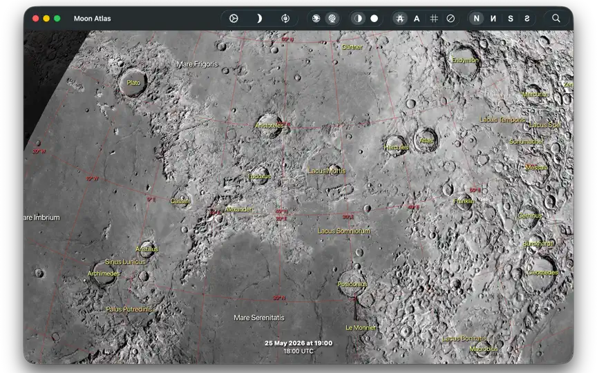 Captura de pantalla de Moon Atlas en iPhone 3