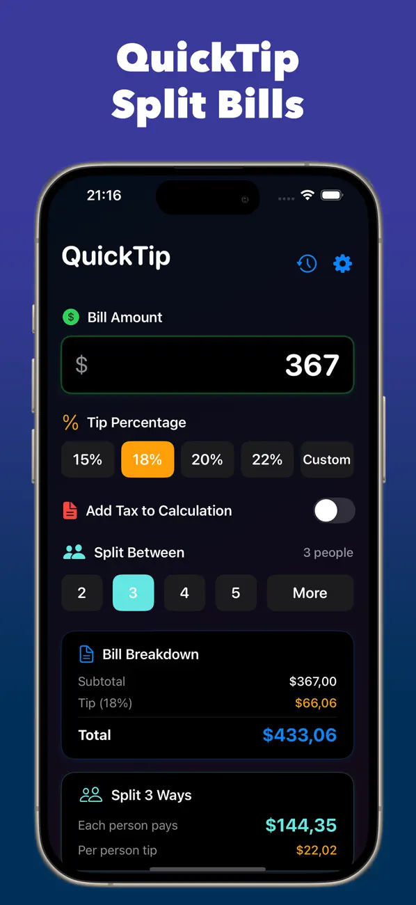 #2. QuickTip: Split Bill & Tips (iOS) Podle: Oguz Doruk