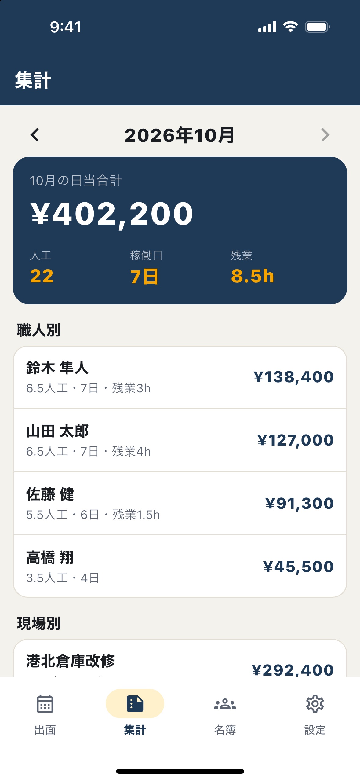 Screenshot 2 of 出面・日当くん
