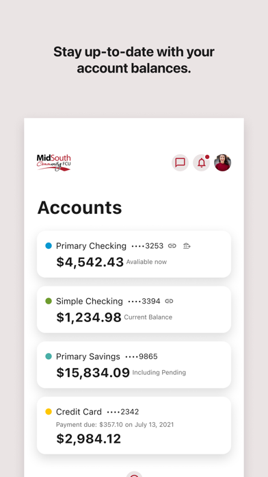MidSouth Community FCU Mobile iPhone screenshot