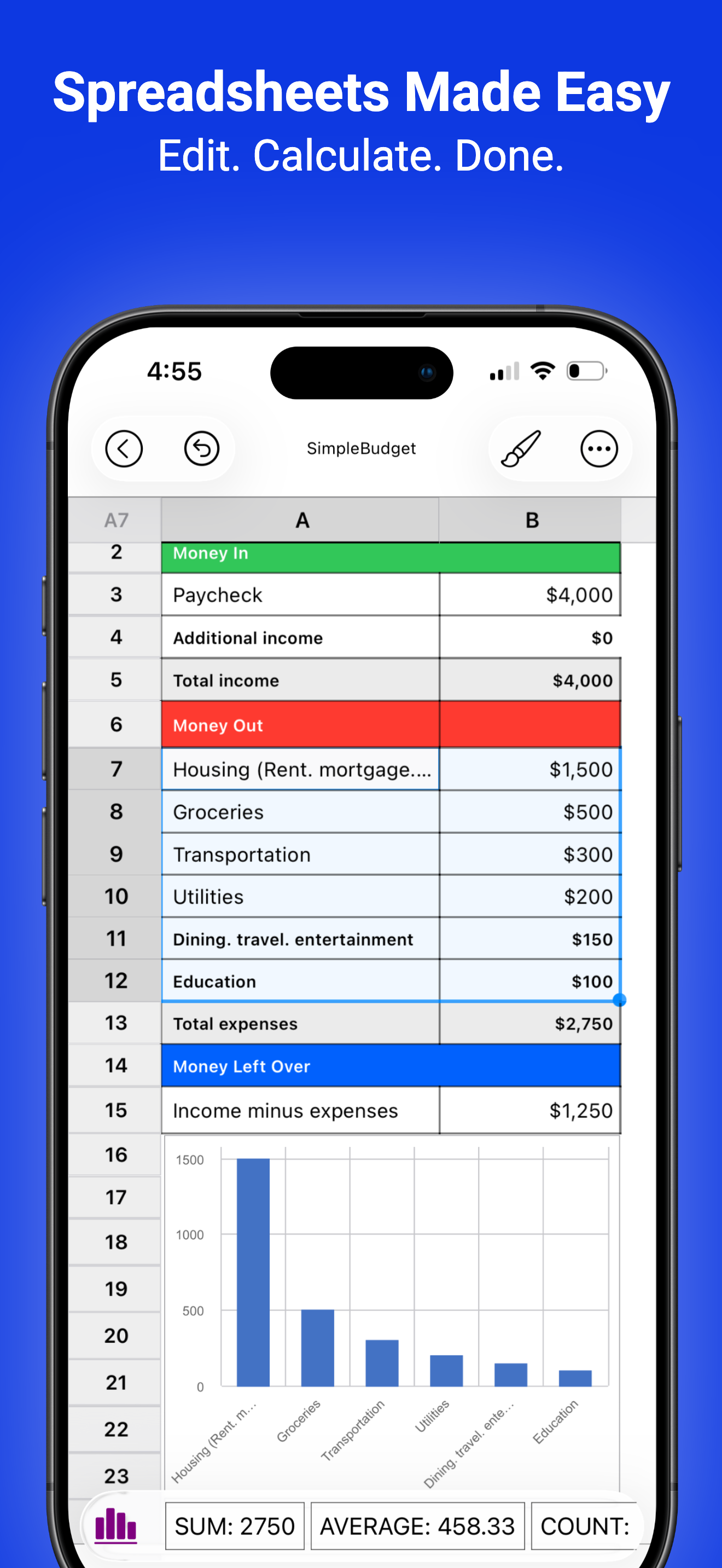 The Spreadsheet App. - Sheets