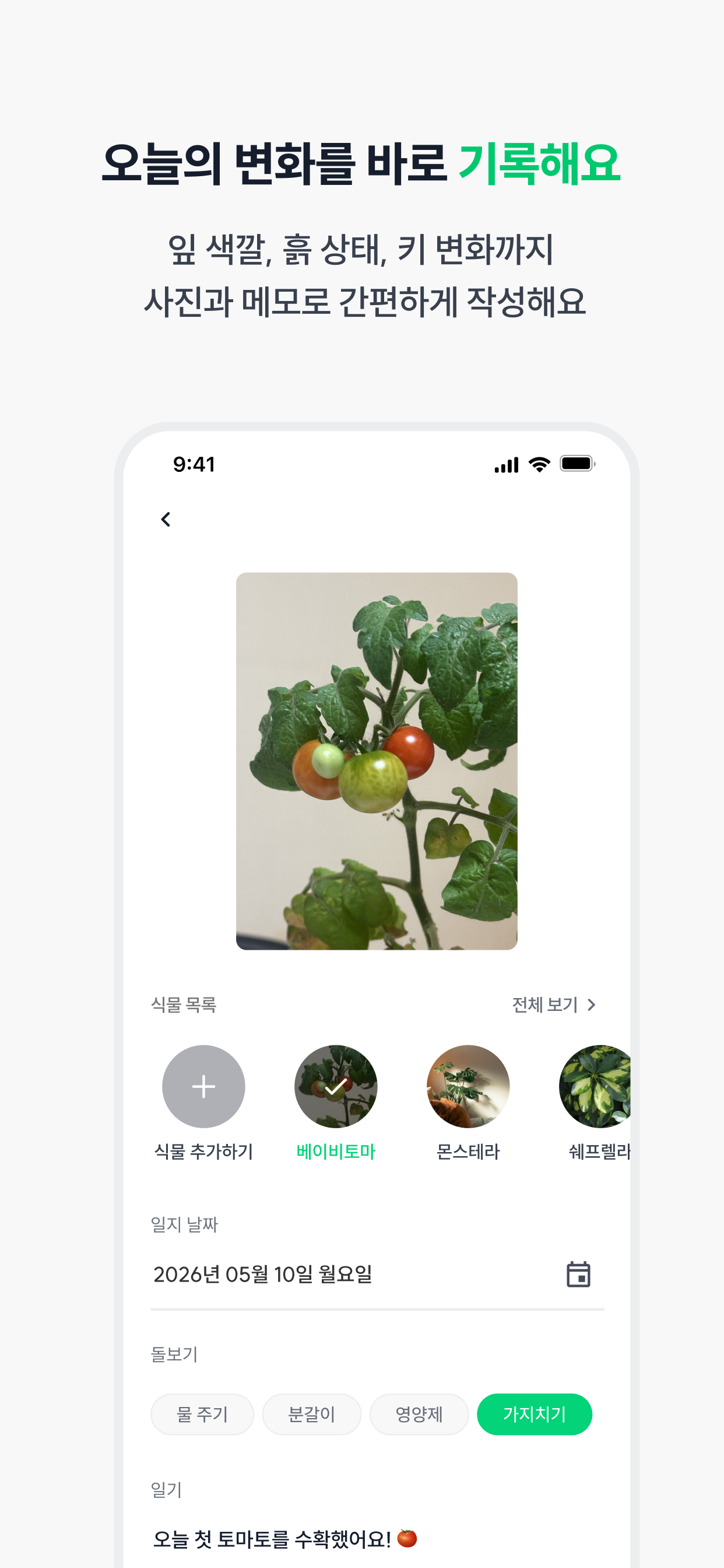 쑥쑥이네 - 식물 성장기록 다이어리