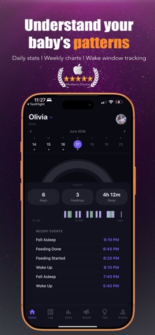 Lunaby: Baby Sleep Tracker iPhone screenshot