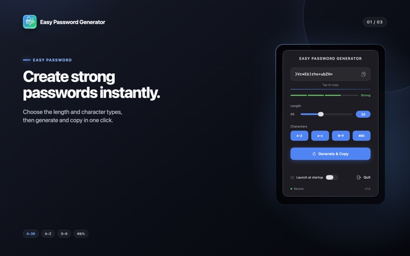 Easy Password Generator app screenshot