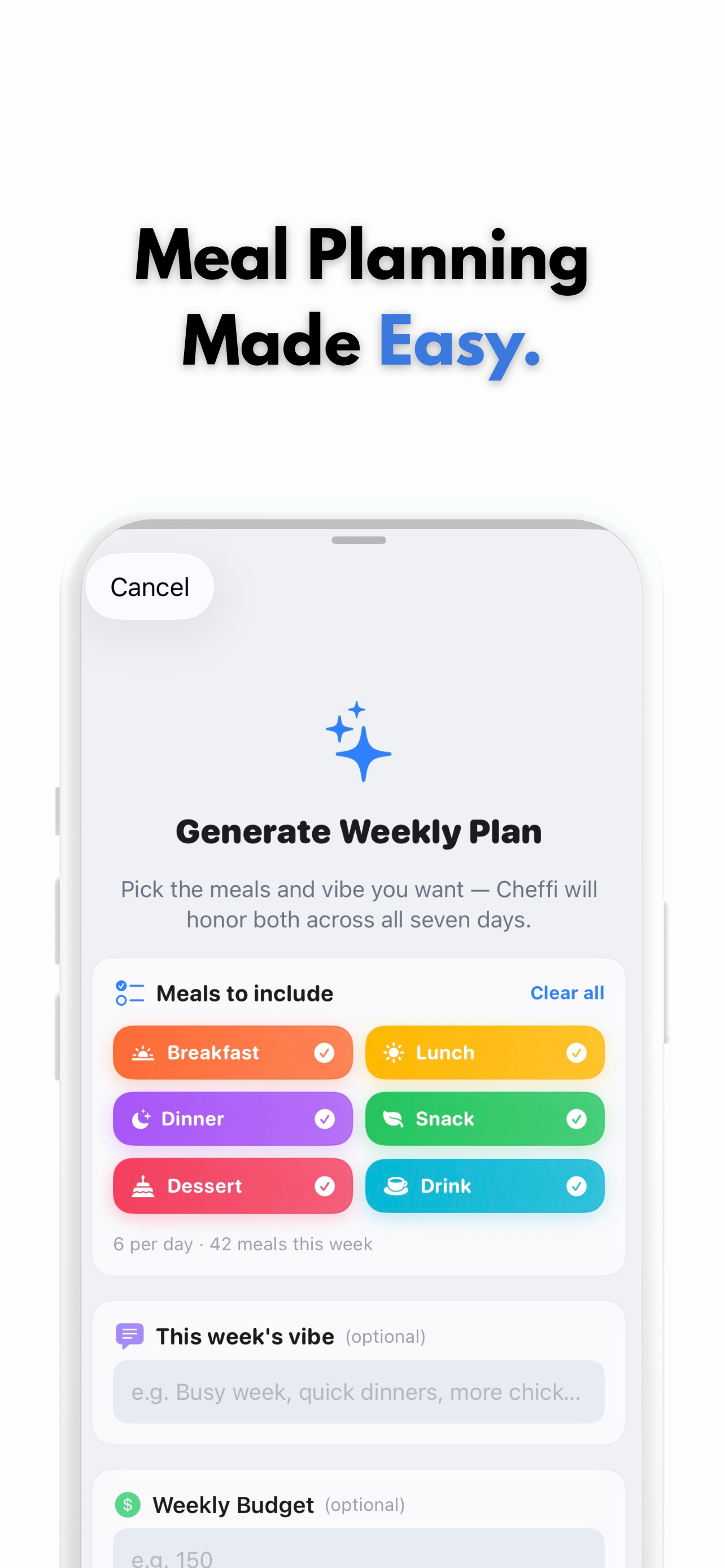 Cheffi - Meal Plan Assistant screenshot 2