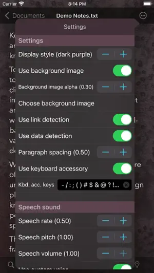 TelepaText - editor, speech screenshot 2