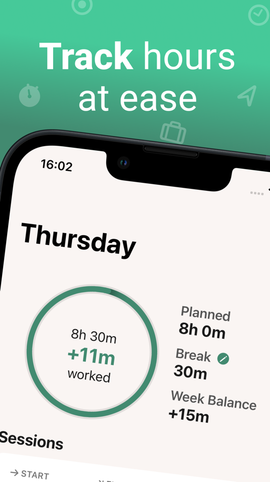 #1. Clocking - Work time tracker (iOS) Podle: Skip Houtzager