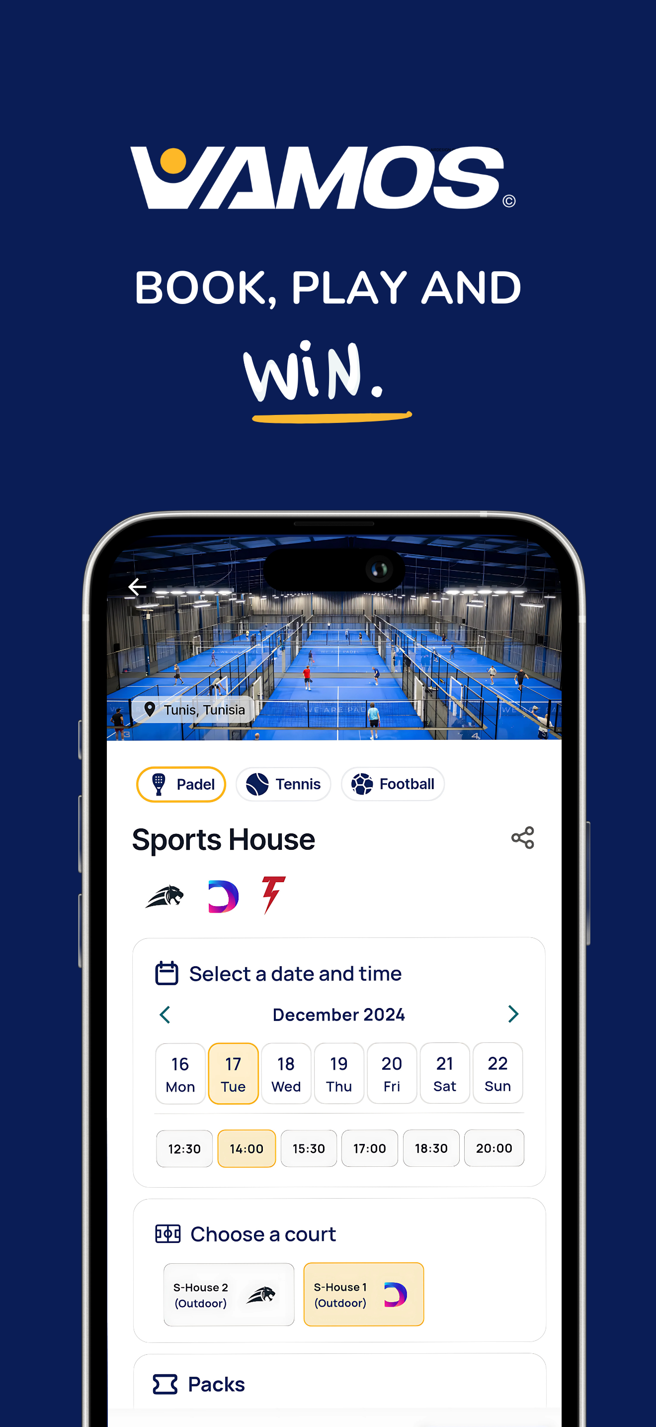 Vamos: Book, Play, Win