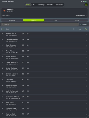 UT Texas Football iPad screenshot