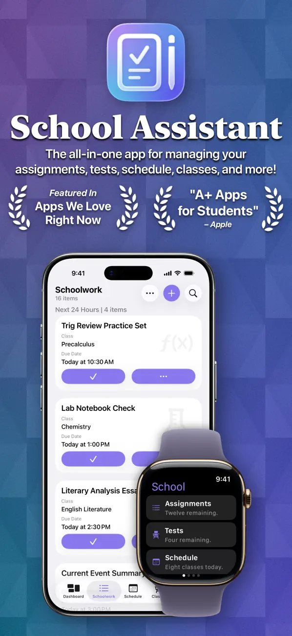 Screenshot #1 pour School Assistant – Planner