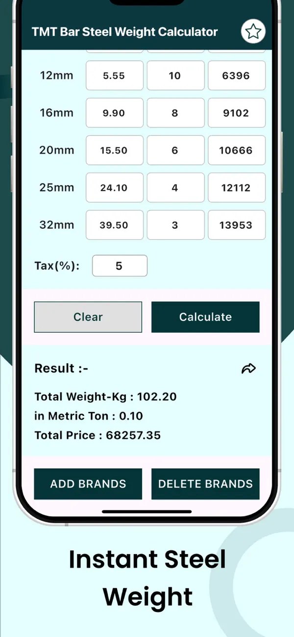 Screenshot #2 pour TMT Rebar Steel calculator