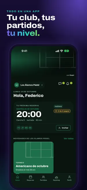 Raqet: pádel, reservas y club screenshot 1