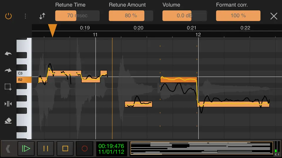 Captura de pantalla de Audio Evolution Mobile Studio en iPhone 3