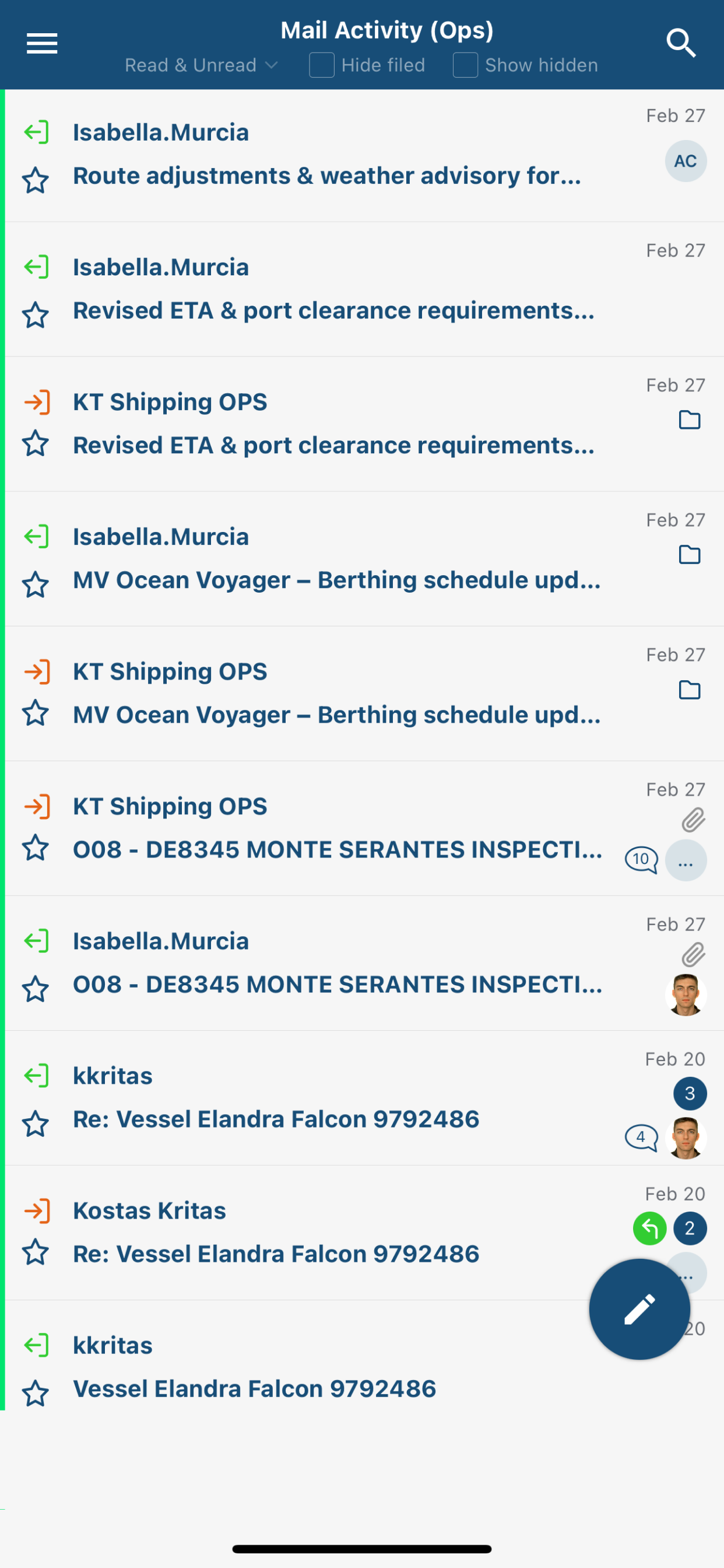 MarineTraffic Inbox
