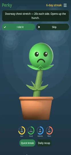 Captura de pantalla de Perky – Desk Break Buddy en iPhone 1