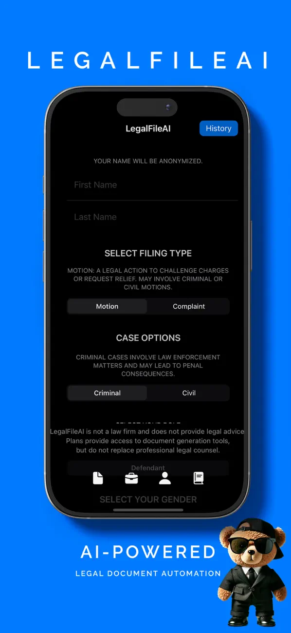 LegalFileAI: Legal Documents iOS app screenshot showing feature 2