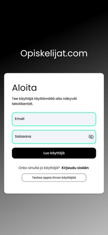 Opiskelijat.com sovellus screenshot
