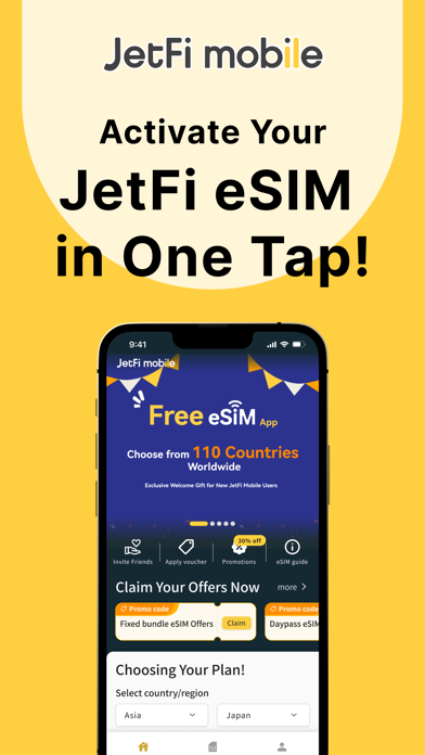 JetFi mobile: Global eSIM Data iPhone screenshot 1 - Travel app
