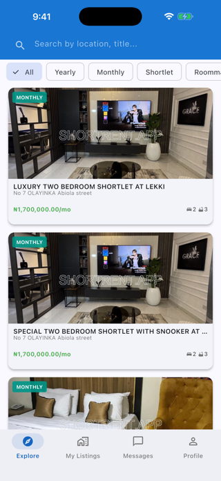 ShortRent: Rentals & Shortlets Screenshot 1 of 5