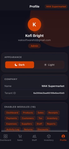 WAK POS screenshot