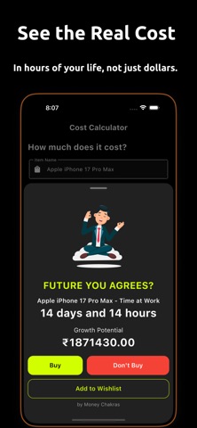 MoneyChakra Cost in Work Hours screenshot
