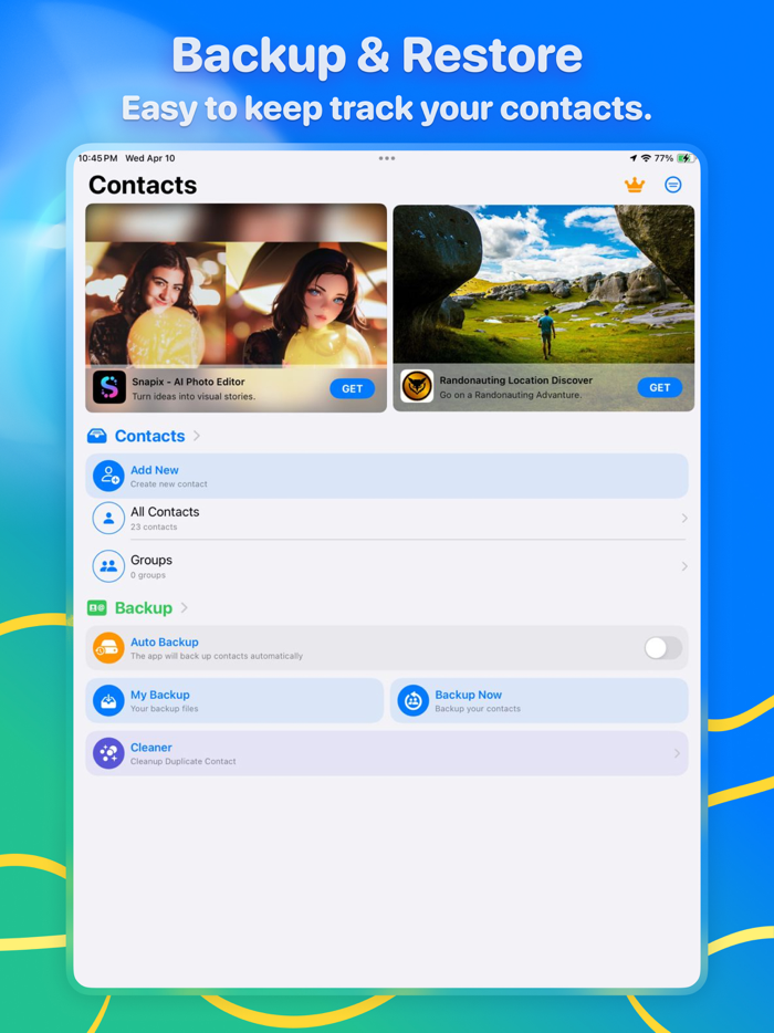 Contacts Backup. Restore.Clean