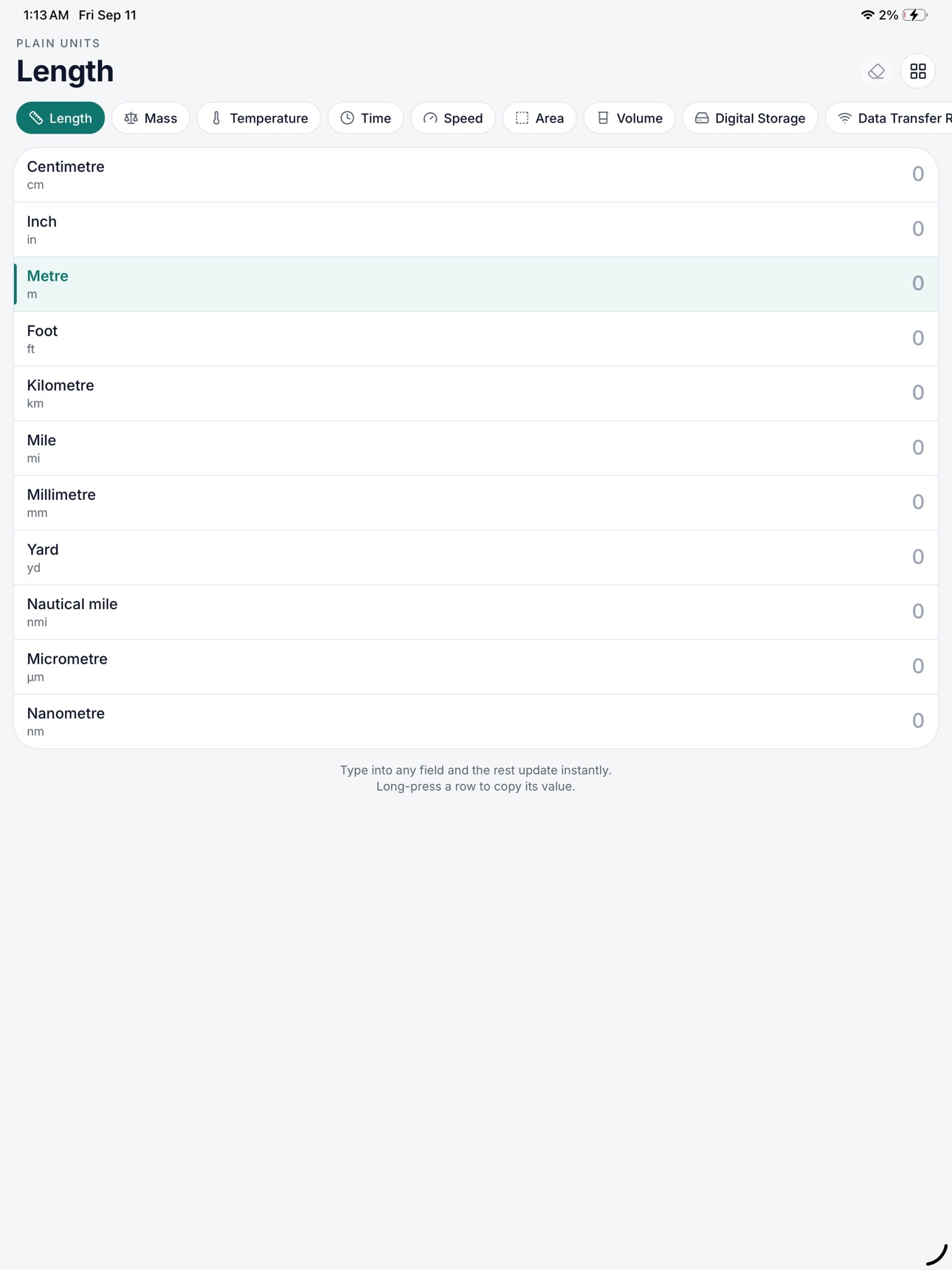 Screenshot 5 of Plain Units – Unit Converter