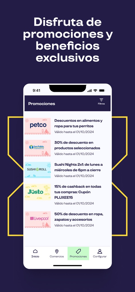 Pluxee Mexico - Examine the dedicated promotions section, detailing various discounts like Petco offers and displaying offer validity dates.