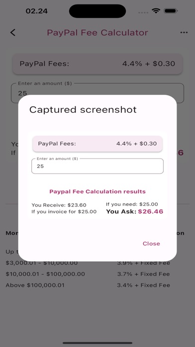 Fee Calculators Screenshot