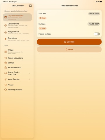 The Date Calculator PRO iPad screenshot