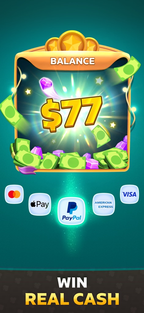 Solitaire Infinite: Win Cash - Users can view their current cash balance and the various supported payment gateways for transactions.