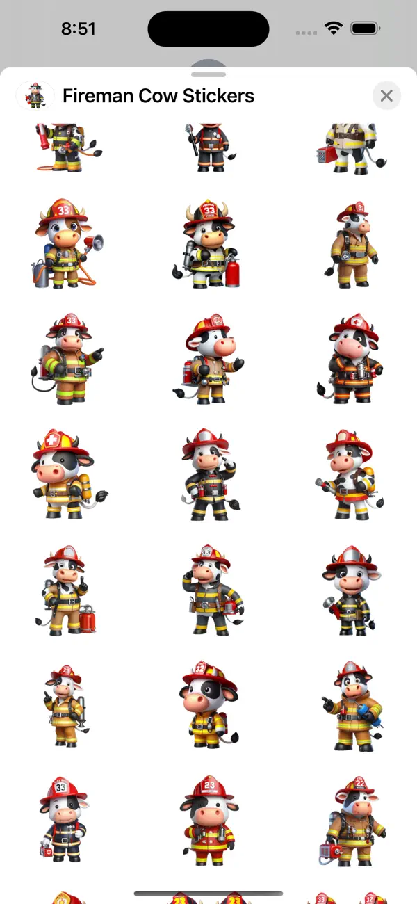 Screenshot #2 pour Fireman Cow Stickers