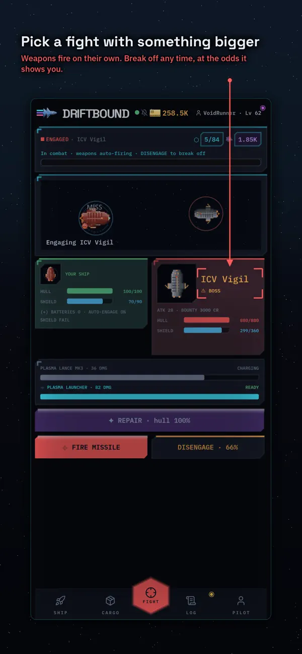 Screenshot #1 pour Driftbound: Idle Space RPG