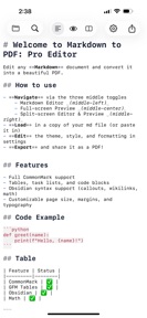 Markdown to PDF: Pro Editor screenshot
