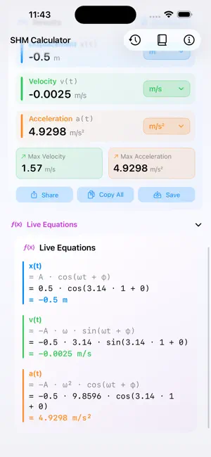 Simple Harmonic Motion Calc screenshot 3