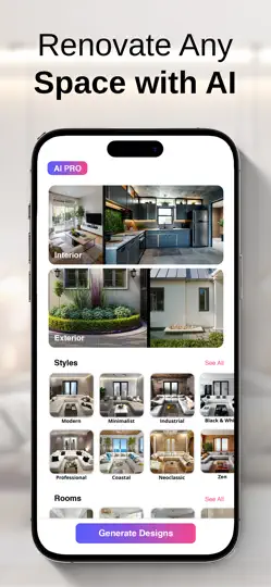 Скриншот RoomGPT — AI интерьер дизайн на iPhone 2