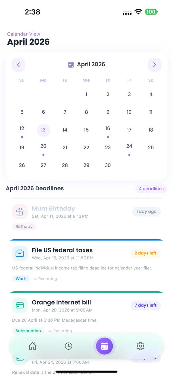 Screenshot #3 pour Simple Deadline Tracker