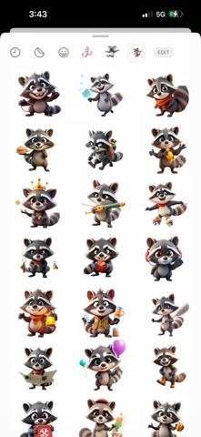 Mischievous Raccoon Stickers iPhone screenshot
