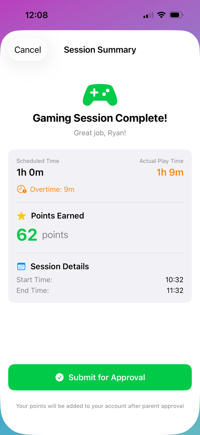 Player Two-Screen Time Rewards